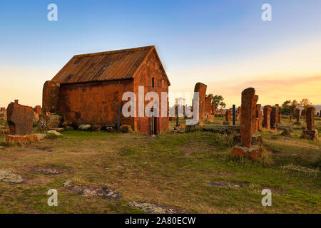 Noratus cemetery at Sevan lake, Armenia, Asia Stock Photo