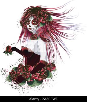 Day of The Dead Sugar Skull Face Paint Women Anime Wall Hanging - AliExpress