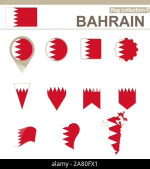 Bahrain Flag Collection, 12 versions Stock Vector