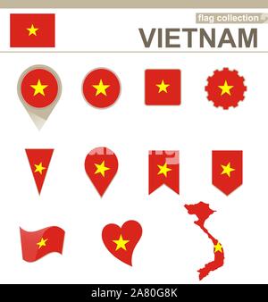 Vietnam Flag Collection, 12 versions Stock Vector