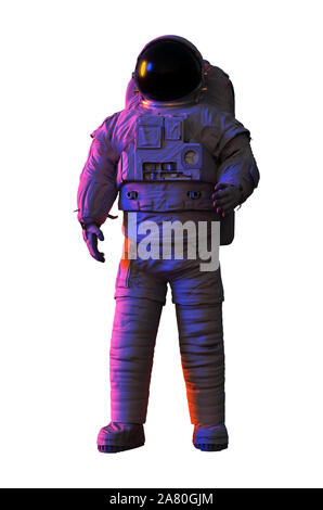 astronaut, standing spaceman isolated on black background Stock Photo -  Alamy