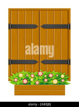 closed shutter wooden window for design vector illustration isolated on white background Stock Vector