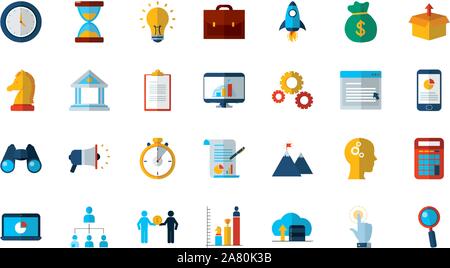 business work success finance icons set vector illustration Stock Vector