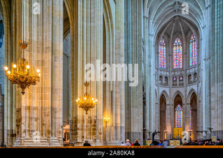 Interior of the Cathedral of St. Peter and St. Paul, Nantes, Pays de la Loire, France. Stock Photo