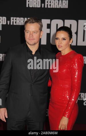 Matt Damon, Luciana Bozan Barroso  11/04/2019 The Special Screening of 'Ford v Ferrari' held at TCL Chinese Theater in Los Angeles, CA.  Photo by I. Hasegawa / HNW /PictureLux Stock Photo