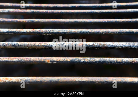 old rusty metal grid, metal structure Stock Photo
