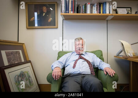 Kenneth Clarke, MP for Rushcliffe, and Father of the House in his office at the House of Commons on his last day as an MP after 49 years. Stock Photo