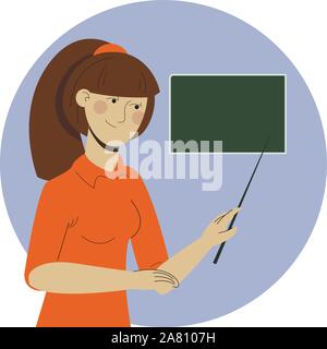 Teacher in front of chalkboard with copy space for your text Stock Vector