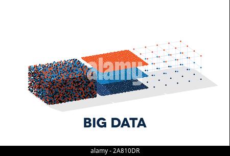 Big data illustration with structuring map reduce process Stock Vector