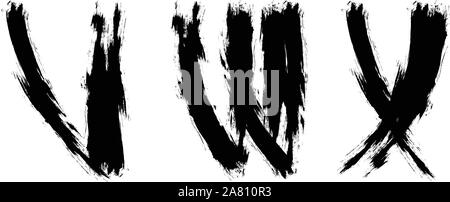 Abstract letters set painted with brush. Futuristic font for lettering Stock Vector