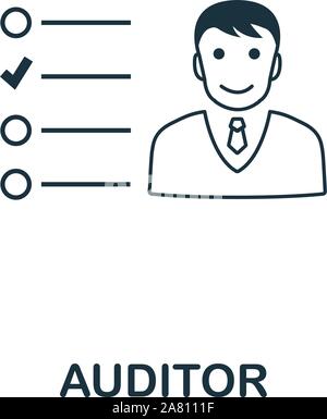 Auditor icon outline style. Thin line creative Auditor icon for logo, graphic design and more Stock Vector