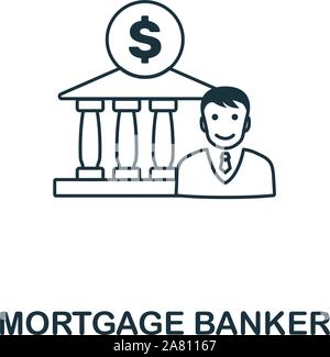 Mortgage Banker icon outline style. Thin line creative Mortgage Banker icon for logo, graphic design and more Stock Vector