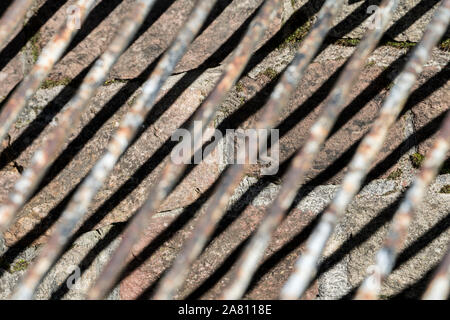 old rusty metal grid, metal structure Stock Photo