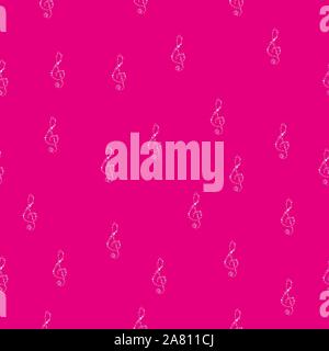 Seamless white melodies note pattern repeating texture with pink background illustration vector design eps 10 Stock Vector
