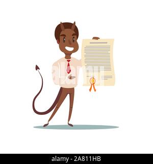 Evil businessman offering contract. Devil's contract. Stock Vector