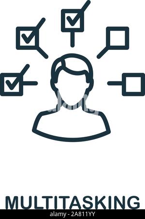 Multitasking icon outline style. Thin line creative Multitasking icon for logo, graphic design and more Stock Vector