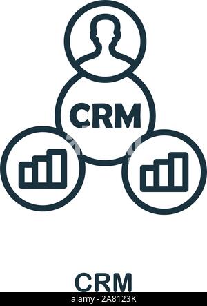 Crm icon outline style. Thin line creative Crm icon for logo, graphic design and more Stock Vector