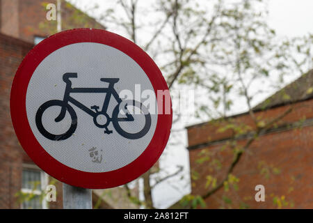 A no cycling sign on a lamp post Stock Photo
