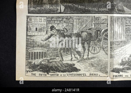 Jack the Ripper era newspaper (replica): Illustrated Police News front page showing murder of Elizabeth Stride in Berner Street. Stock Photo
