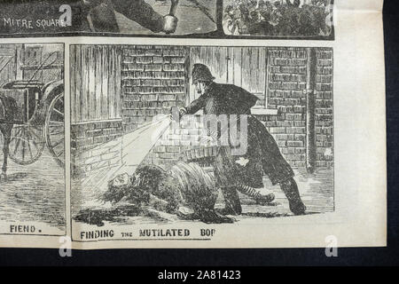 Jack the Ripper era newspaper (replica): Illustrated Police News front page showing murder of Elizabeth Stride in Berner Street. Stock Photo