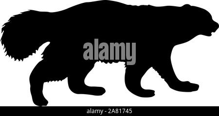 Silhouette of Wolverine on a white background. Stock Vector