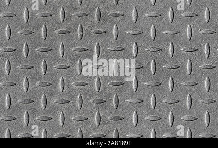 Gray diamond plate metal wall pattern. Seamless background photo texture, frontal view Stock Photo