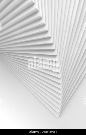 Abstract vertical geometric background, parametric installation of white spiral stairs, 3d rendering illustration Stock Photo