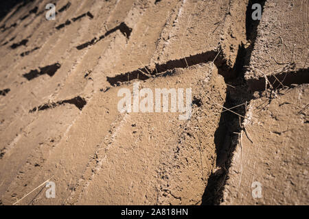Adobe bricks drying out in the sun at Island of the Sun in Lake Titicaca, Bolivia Stock Photo