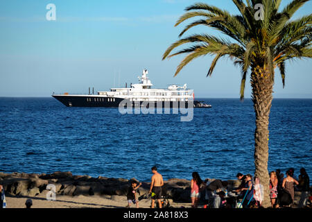 The luxury yacht Air, owned by Italian Billionaire, Augusto Perfetti, moored off Cannes, France Stock Photo
