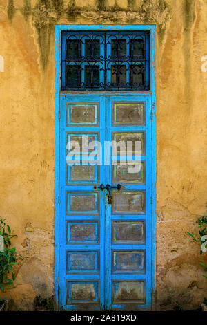 moroccan old doors in the andalusian garden Rabat. Morocco Stock Photo