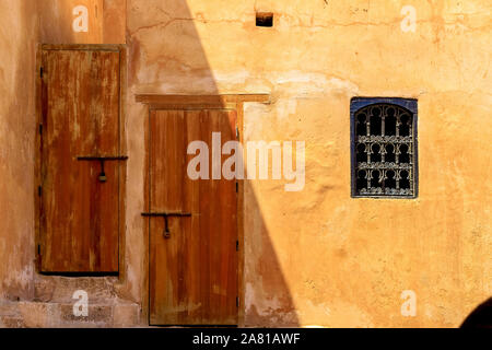 moroccan old doors in the andalusian garden Rabat. Morocco Stock Photo