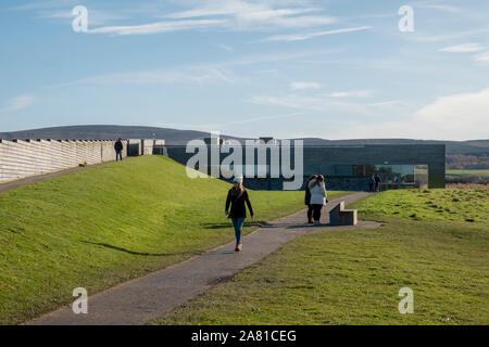 Visitors at the Culloden Battlefield, Culloden Moor, Inverness. Stock Photo