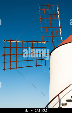 Windmill in cactus garden, Lanzarote Stock Photo