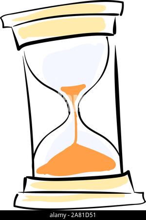 Hourglass drawing, illustration, vector on white background. Stock Vector