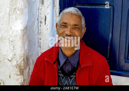 Rabat, Morocco - 22.04,2019: Moroccan man, an elderly seller in the market - portrait Stock Photo