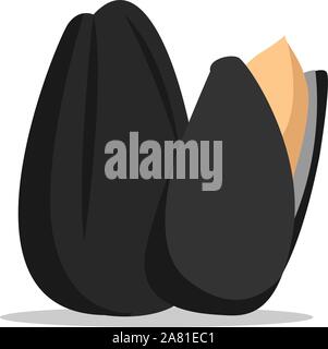 Sunflower seeds, illustration, vector on white background. Stock Vector