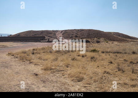 Akapana Pyramid at Tiwanaku Archeological Complex, Bolivia Stock Photo