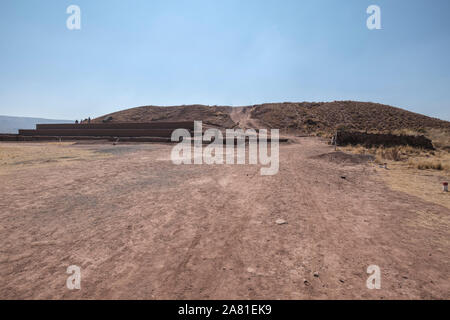 Akapana Pyramid at Tiwanaku Archeological Complex, Bolivia Stock Photo