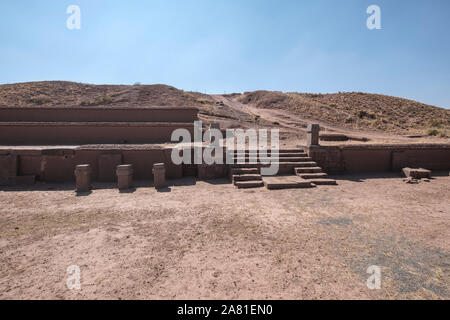 Akapana Pyramid at Tiwanaku Archeological Complex, Bolivia Stock Photo