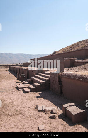 Akapana Pyramid at Tiwanaku Archeological Complex, Bolivia Stock Photo