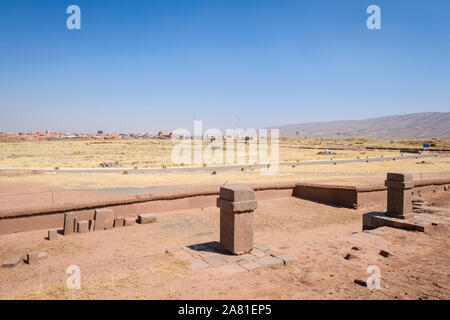 Akapana Pyramid at Tiwanaku Archeological Complex, Bolivia Stock Photo