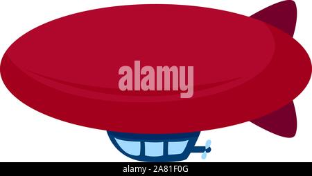 Red airship, illustration, vector on white background. Stock Vector