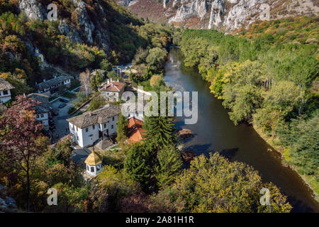 Medieval Cherepish Monastery, Orthodox name: God's Mother Assumption. Monastery  lies in the gorgeous Iskar defile on the banks of the Iskar River. Stock Photo