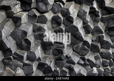 Basalt columns at the black lava edge Reynisfjara, near Vik, South Iceland, Iceland Stock Photo