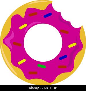 Bitten donut, illustration, vector on white background. Stock Vector