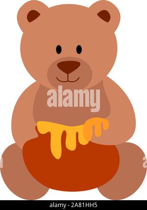 Bear Eating Sweet Honey Illustration with Cartoon Style Vector Stock ...