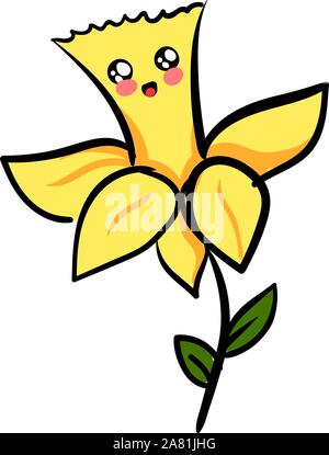 Daffodil cute, illustration, vector on white background. Stock Vector