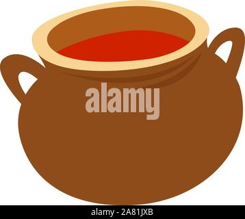Clay pot, illustration, vector on white background. Stock Vector