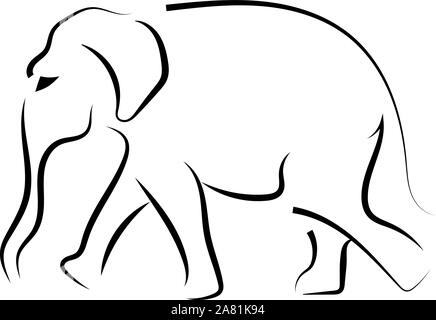 Elephant drawing, illustration, vector on white background. Stock Vector