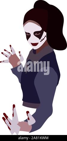 Joker girl, illustration, vector on white background. Stock Vector